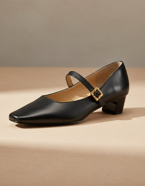 Load image into Gallery viewer, Mid-Heel Pumps - Full-Grain Leather Women's Classic Slip-On Court Shoes
