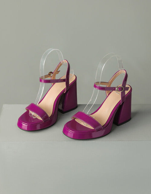 Load image into Gallery viewer, Women's Round Toe Chunky Heel Sandals – Buckle Strap Block Heel
