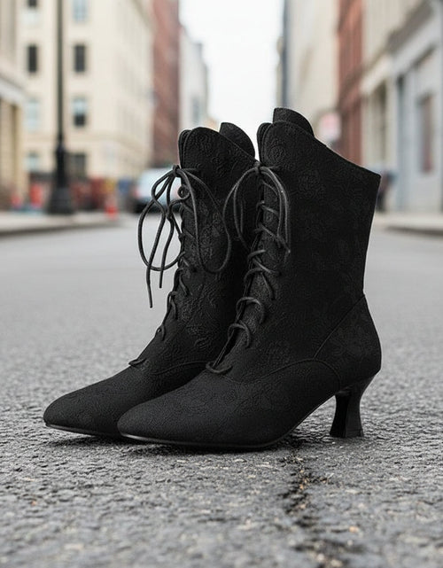 Load image into Gallery viewer, Women’s Pointed-Toe Kitten-Heel Boots | Autumn Winter Chic
