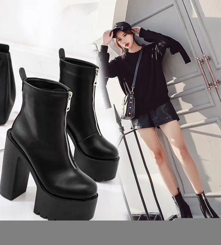 Women's Chunky Heels, Martin Boots, Waterproof Pumps