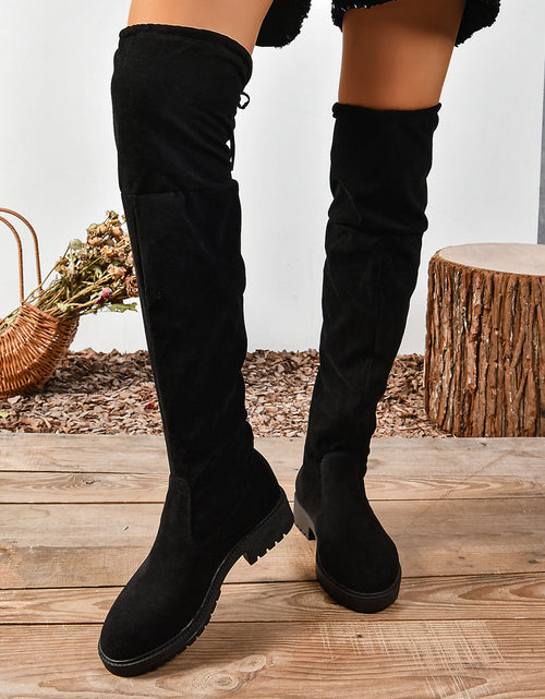 Load image into Gallery viewer, Women’s Elastic Knee-High Boots – Thick Sole Solid Color Fashion Boots
