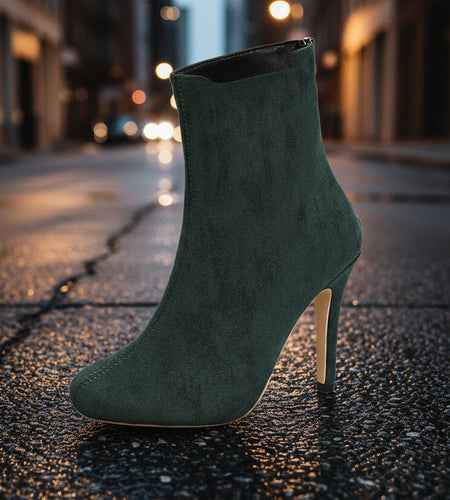 Women’s Suede High Heel Ankle Boots – Figure-Flattering Elegant Booties