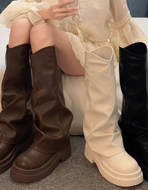 Load image into Gallery viewer, Women’s Platform Dress Boots – British Style Autumn/Winter
