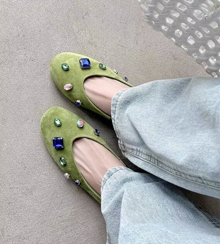 Women's French Rhinestone Gem Slip-On Loafers