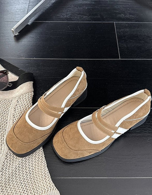 Load image into Gallery viewer, Women's Retro Color-Block Mary Jane Flats – Double-Strap Chunky Heel Peep-Toe Casual Shoes
