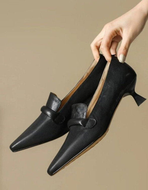 Load image into Gallery viewer, Women's Retro French Kitten Heel Mules – Pointed Toe Slip-On Shoes
