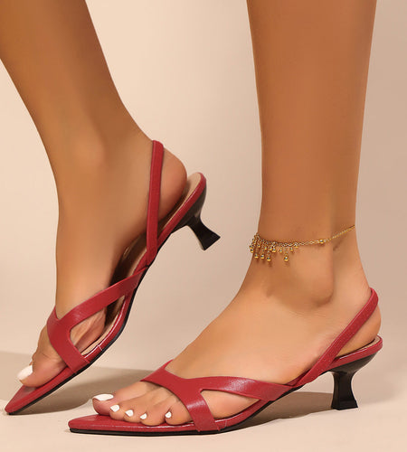 Women's Pointed Toe Thin Strap Low Heel Sandals – Minimalist Summer Wide Size