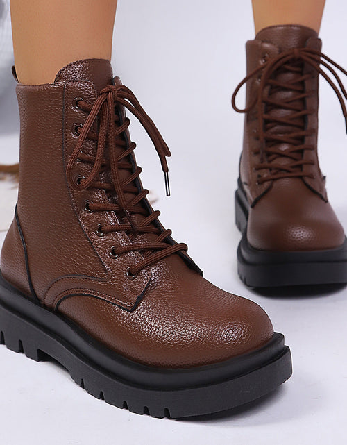 Load image into Gallery viewer, Women’s Plus Size Chunky Sole Lace-Up Ankle Boots
