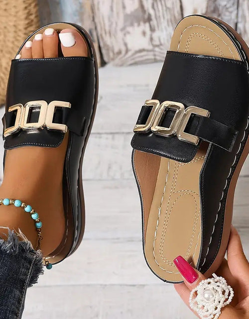 Load image into Gallery viewer, Chain Wedge Platform Peep-Toe Sandals – 5 Colors EU 36–45
