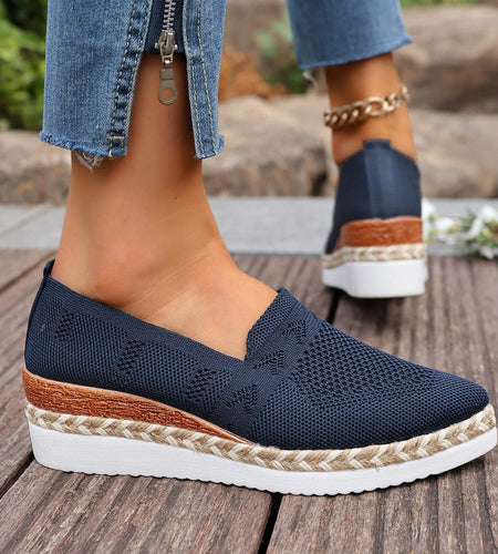 Women’s Woven Rope Platform Snakeskin Pointed-Toe Flats | Trendy Flats