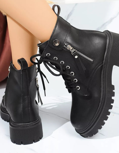 Load image into Gallery viewer, Round Toe Block Heels Boots with Mid-Heel Comfort
