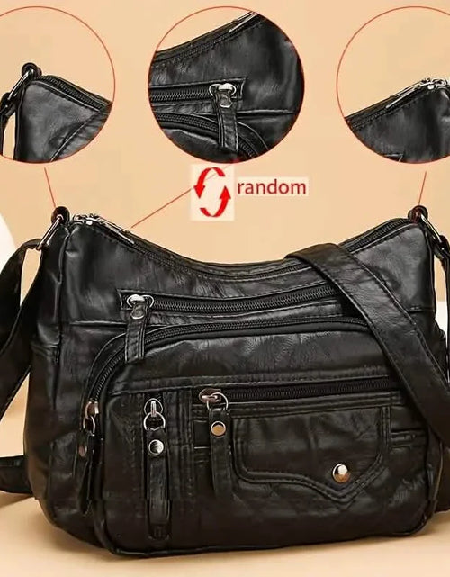 Load image into Gallery viewer, Fashion Multi Zipper Crossbody Bag, Soft Vegan Leather Shoulder Bag, Women's Multi Pockets Handbag Purse
