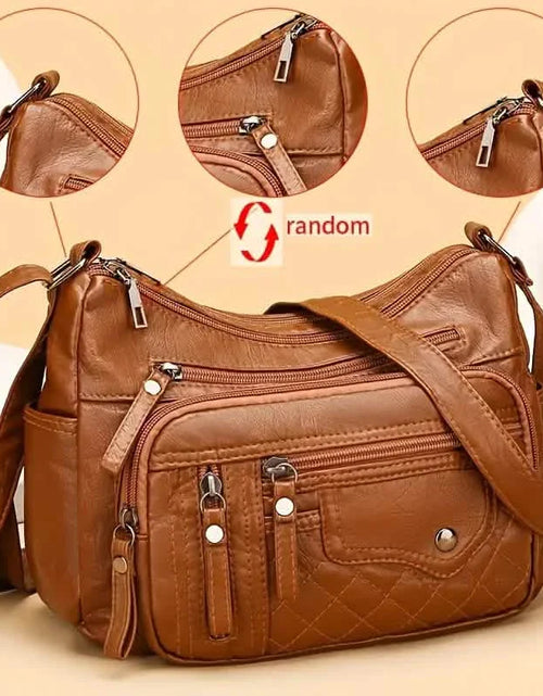 Load image into Gallery viewer, Fashion Multi Zipper Crossbody Bag, Soft Vegan Leather Shoulder Bag, Women's Multi Pockets Handbag Purse
