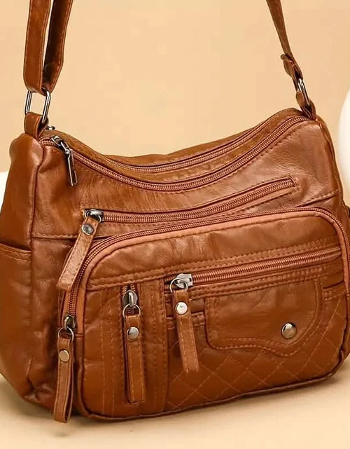 Load image into Gallery viewer, Fashion Multi Zipper Crossbody Bag, Soft Vegan Leather Shoulder Bag, Women's Multi Pockets Handbag Purse

