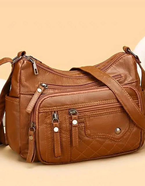 Load image into Gallery viewer, Fashion Multi Zipper Crossbody Bag, Soft Vegan Leather Shoulder Bag, Women's Multi Pockets Handbag Purse
