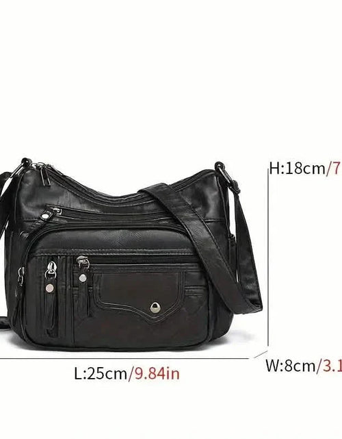 Load image into Gallery viewer, Fashion Multi Zipper Crossbody Bag, Soft Vegan Leather Shoulder Bag, Women's Multi Pockets Handbag Purse

