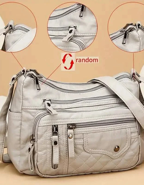 Load image into Gallery viewer, Fashion Multi Zipper Crossbody Bag, Soft Vegan Leather Shoulder Bag, Women's Multi Pockets Handbag Purse
