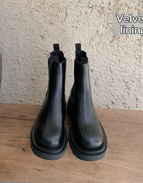 Load image into Gallery viewer, Women’s British-Style Mid-Calf Thick-Soled Leather Boots
