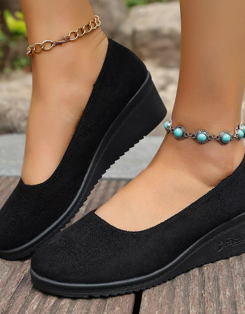 Load image into Gallery viewer, Wedge Heel Slip-On Loafers
