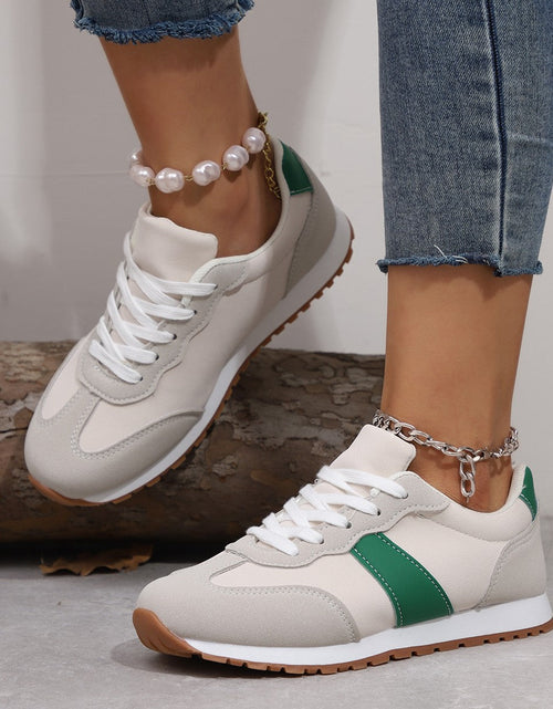 Load image into Gallery viewer, Women’s Round Toe Lace-Up Sneakers – Casual Thick Sole Height-Enhancing Shoes
