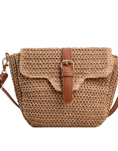 Load image into Gallery viewer, Women's Straw Messenger Bag  Casual Saddle Bag
