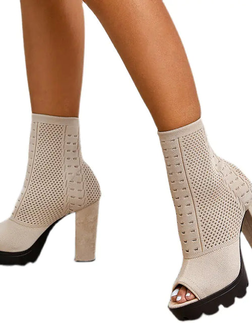 Load image into Gallery viewer, Chunky High Heel Round Toe Fish Mouth Shoes for Women

