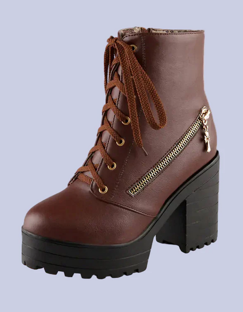 Load image into Gallery viewer, Women's Vintage Martin Ankle Boots with Chunky Heels
