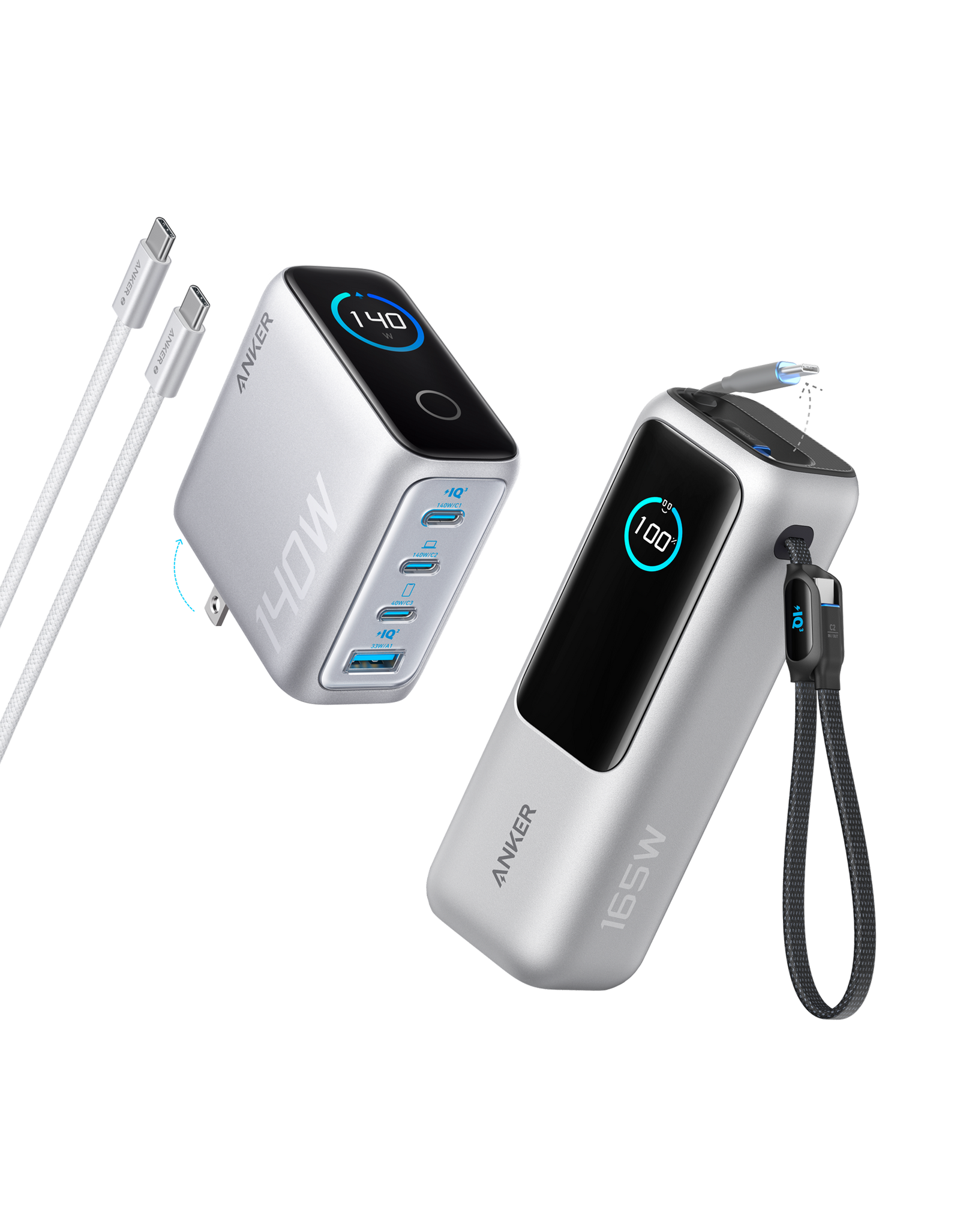 Anker Laptop Power Bank (25K, 165W, Built-In and Retractable Cables)
