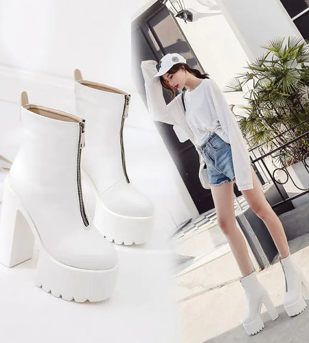 Women's Chunky Heels, Martin Boots, Waterproof Pumps
