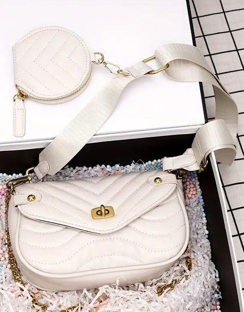 Load image into Gallery viewer, Quilted Crossbody Bag with Coin Purse and Chain
