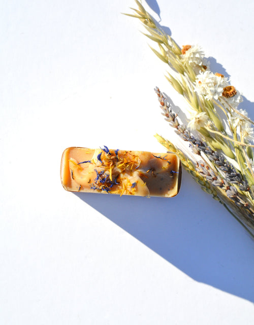 Load image into Gallery viewer, Lemon + Honey + Poppy Seed Handmade Tallow and Goat Milk Soap Bar
