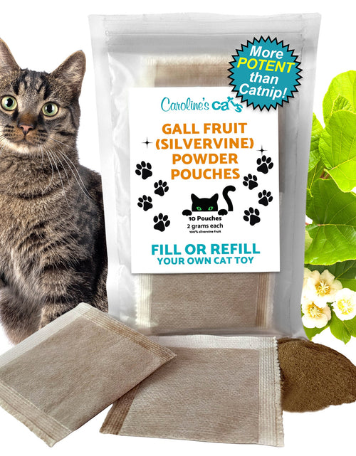 Load image into Gallery viewer, Caroline's Cats Silvervine Powder Packets for Cat Toys - Gall Fruit Refill Pouches More Potent Than Catnip Replacements for Flapping Bird, Flopping Fish, and More

