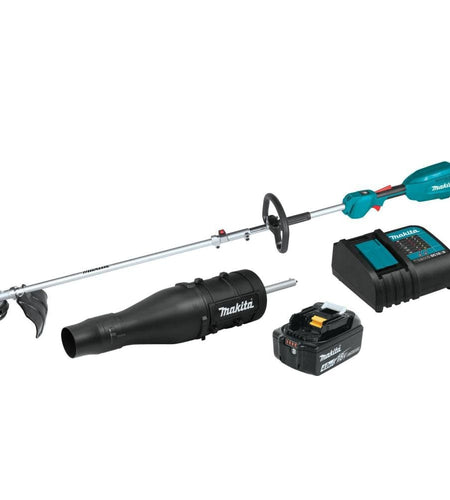Makita XUX02SM1X3 18V LXT® Lithium-Ion Brushless Cordless Couple Shaft Power Head Kit w/ 13" String Trimmer & Blower Attachments, with one battery (4.0Ah)