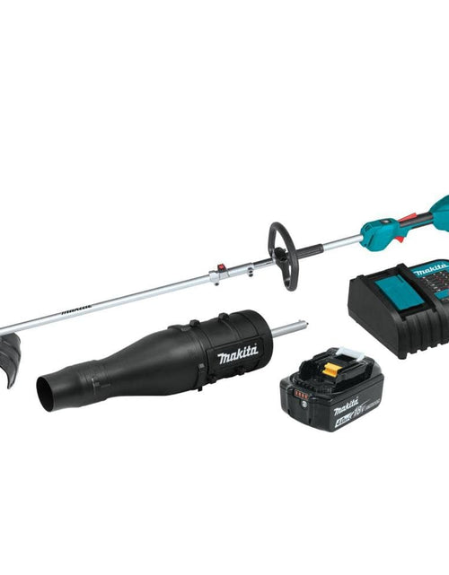 Load image into Gallery viewer, Makita XUX02SM1X3 18V LXT® Lithium-Ion Brushless Cordless Couple Shaft Power Head Kit w/ 13" String Trimmer &amp; Blower Attachments, with one battery (4.0Ah)
