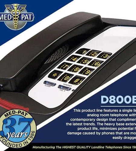 Med-Pat D800 Single Line Analog Desk Set Telephone