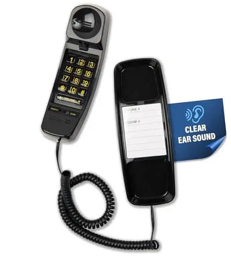 Med-Pat T-4 Trimline Telephone — Corded Amplified Phone, Wall-Mountable & Hearing Aid Compatible for Seniors