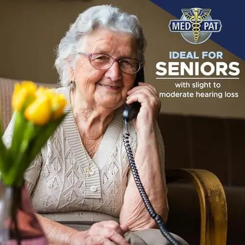 Load image into Gallery viewer, Med-Pat T-4 Trimline Telephone — Corded Amplified Phone, Wall-Mountable &amp; Hearing Aid Compatible for Seniors
