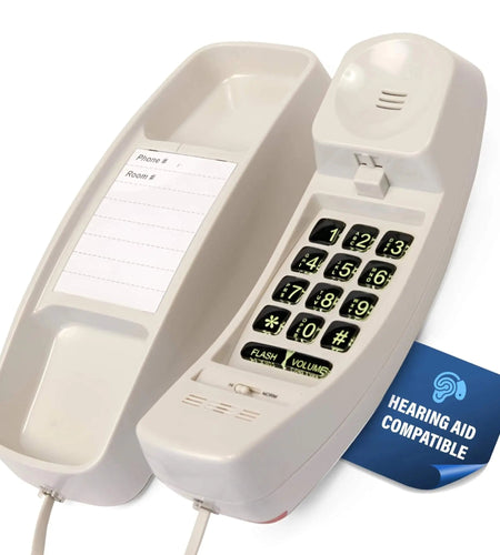 Med-Pat T1C Sleek Trimline Corded Telephone – Dove Gray | Wall-Mountable, Hearing Aid Compatible, Ring/In-Use Light