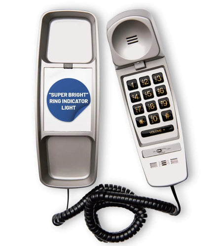 Med-Pat TL-460 Trimline Landline Phone – Wall Mount, Volume Boost, Lighted Ring for Seniors