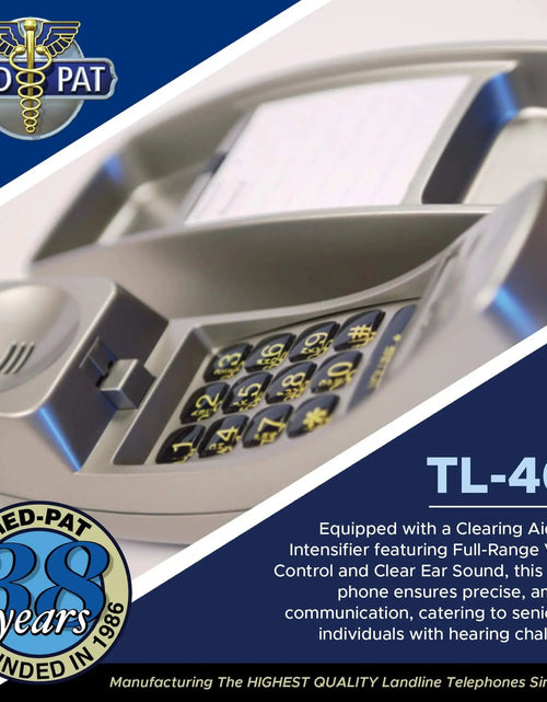 Load image into Gallery viewer, Med-Pat TL-460 Trimline Landline Phone – Wall Mount, Volume Boost, Lighted Ring for Seniors
