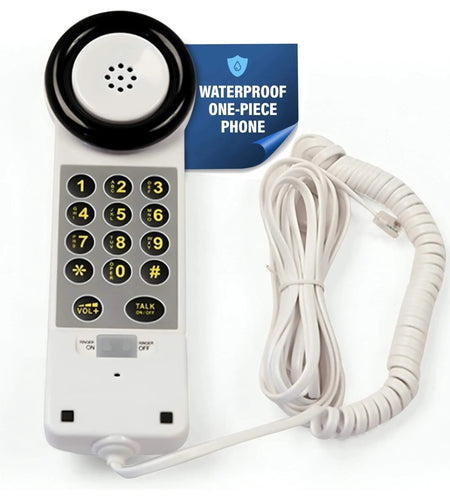 Med‑Pat XL88WP Waterproof One‑Piece Telephone – Visual Ring Light, Full‑Range Volume, High‑Visibility Keypad (White)