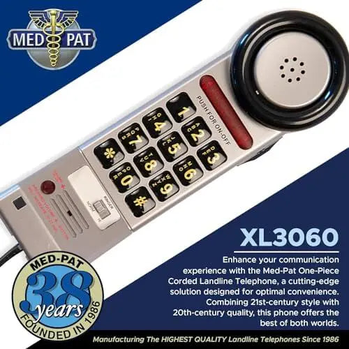 Load image into Gallery viewer, Med-Pat XL3060 Pewter Landline Phone – Volume Boost, Visual Ring Light, Hearing Aid Compatible
