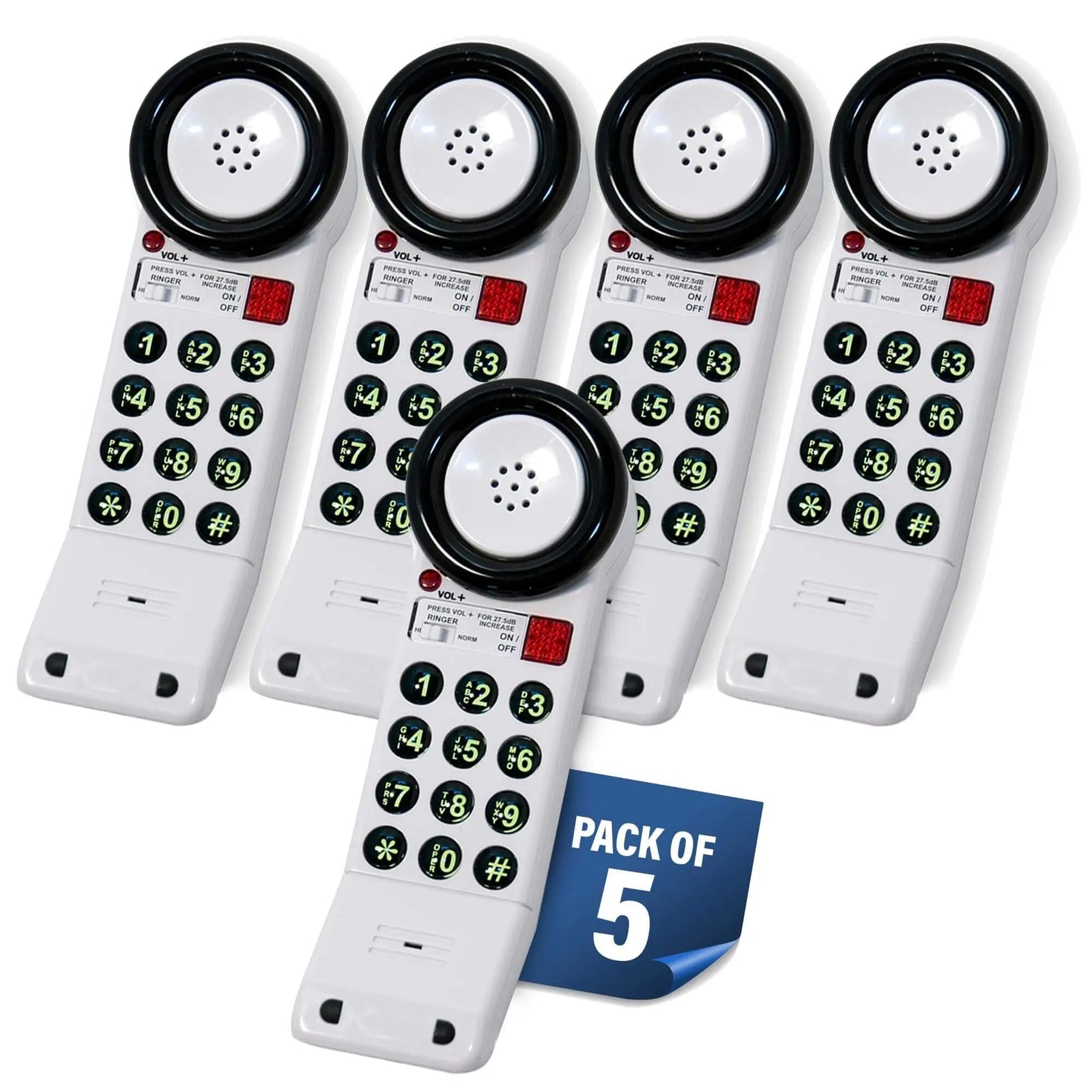 Med-Pat XL88Q One-Piece Phone – Extra-Loud Volume, Visual Ring, Water-Resistant, Hearing Aid Compatible