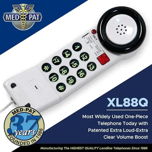 Load image into Gallery viewer, Med-Pat XL88Q One-Piece Phone – Extra-Loud Volume, Visual Ring, Water-Resistant, Hearing Aid Compatible

