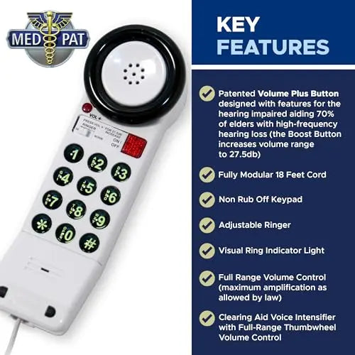 Load image into Gallery viewer, Med-Pat XL88Q One-Piece Phone – Extra-Loud Volume, Visual Ring, Water-Resistant, Hearing Aid Compatible
