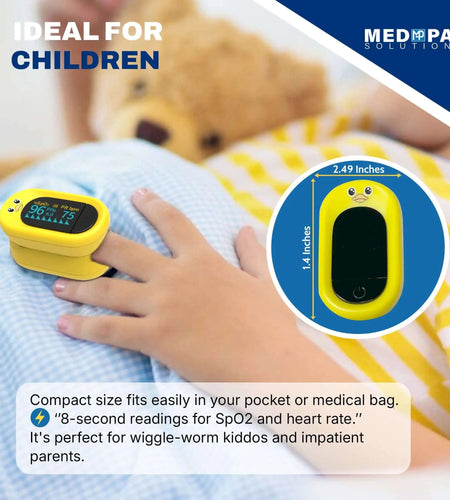 Med-Pat “Ducky” PXC-1 Kids Pulse Oximeter | Fast SpO₂ & Heart Rate | FSA/HSA Eligible