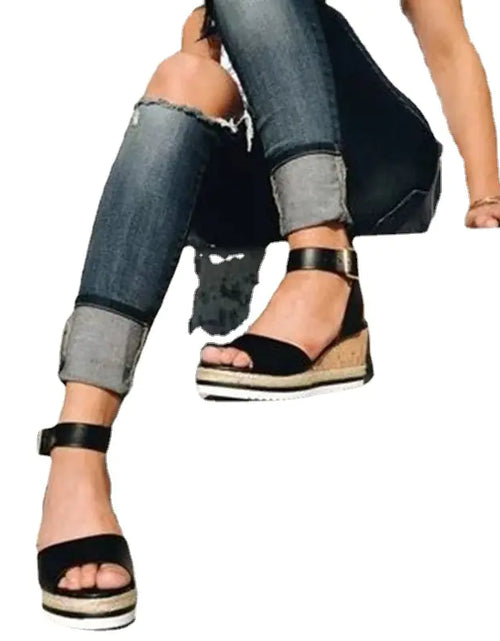 Load image into Gallery viewer, Summer Casual Korean Style Wedge Peep-Toe Heels
