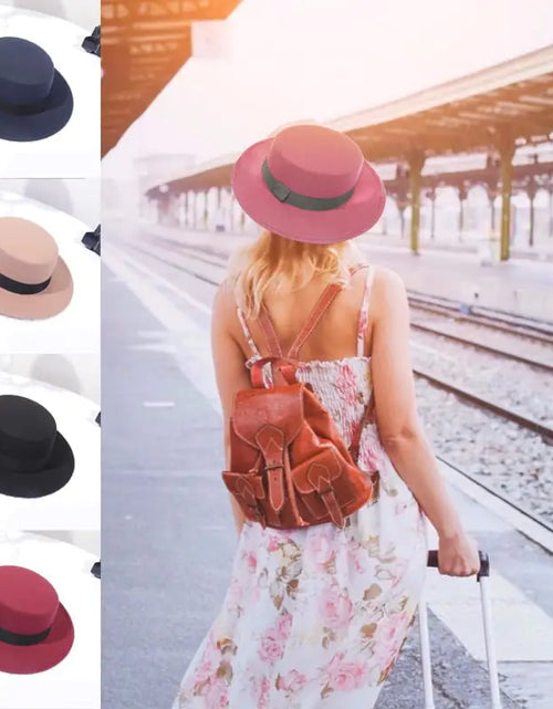 Load image into Gallery viewer, Flat Top Retro British Big Brim Fedora Hat
