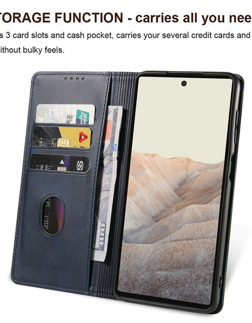 Load image into Gallery viewer, TOHULLE for Google Pixel 6 Case, Vintage Wallet Case Card Holder - Blue
