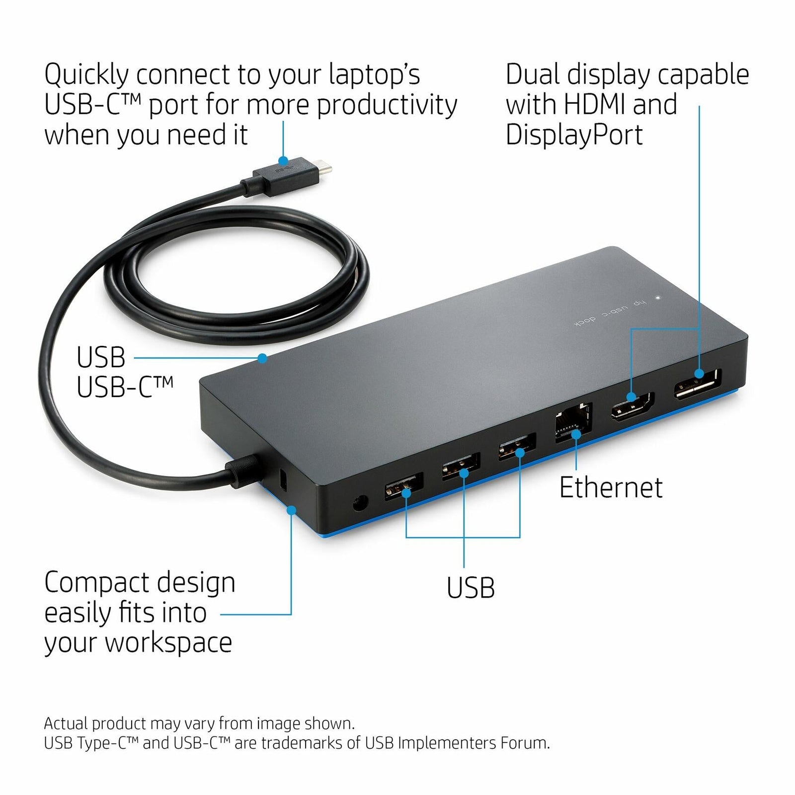 [Like New] HP USB-C Dock - for Notebook/Tablet PC - USB Type C - Wired